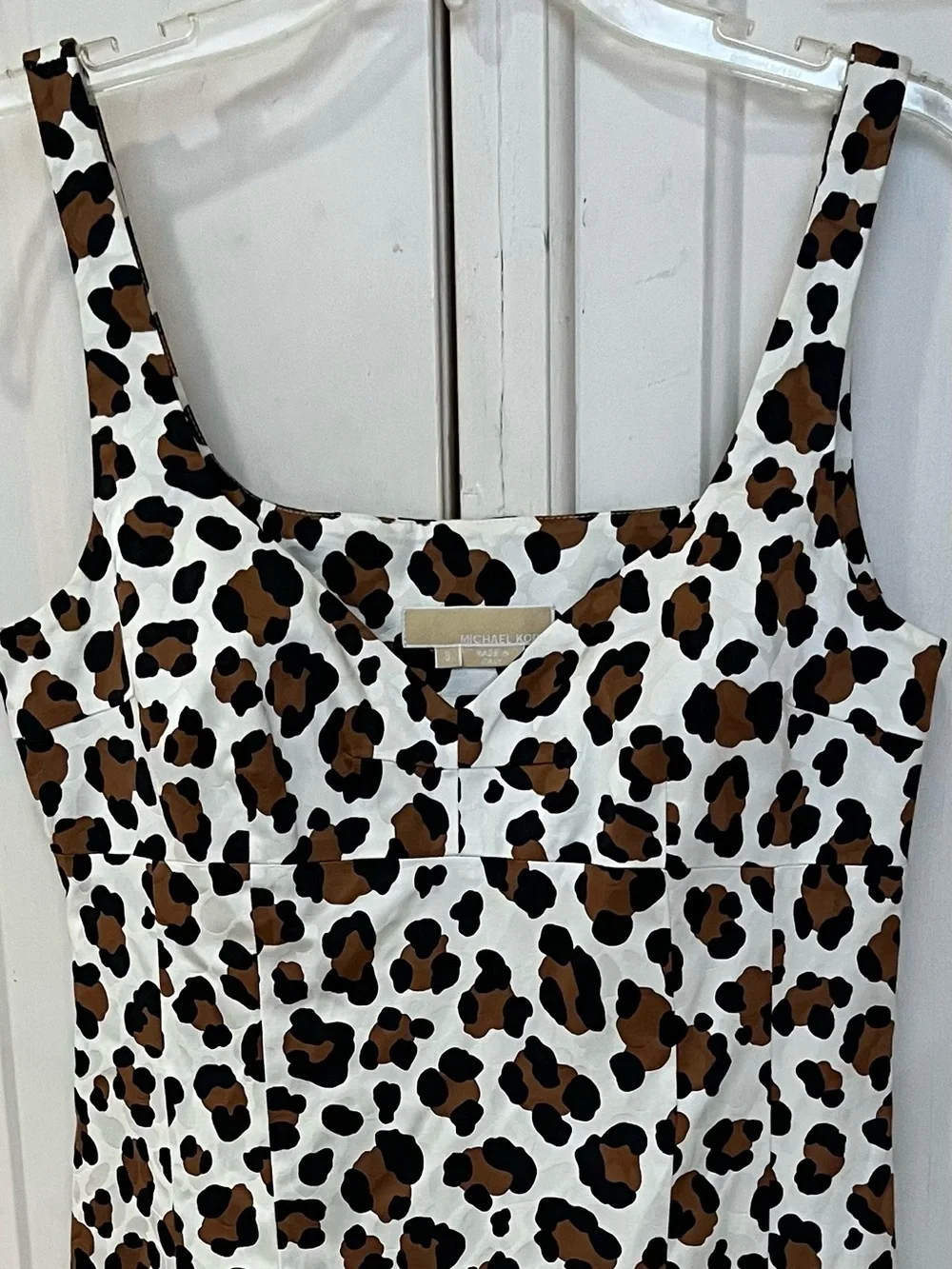 Michael Kors Collection Cotton Blend Sleeveless Leopard Sheath Dress From Italy